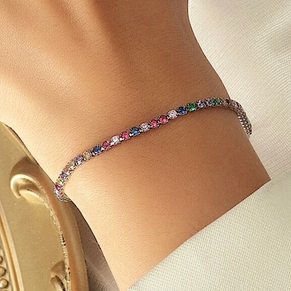 Gemstone Silver Multicolor Bracelet
